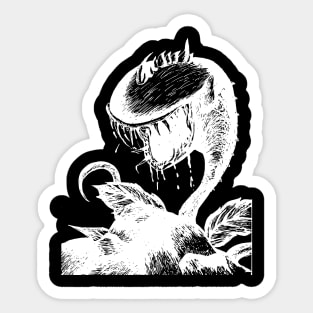 The Great Chomper (White on Black) Sticker